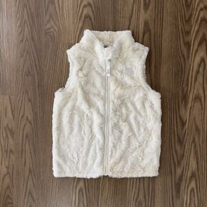 The North Face Vest Toddler Girls Youth 6 Ivory Fuzzy Cozy Full Zip Warm Holiday